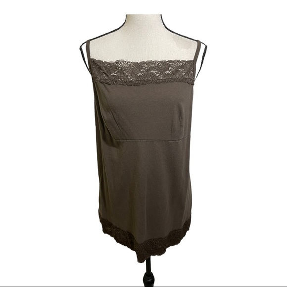 Lane Bryant tank top with lace trim. Adjustable straps. Size 14/16. Brown - Picture 1 of 7
